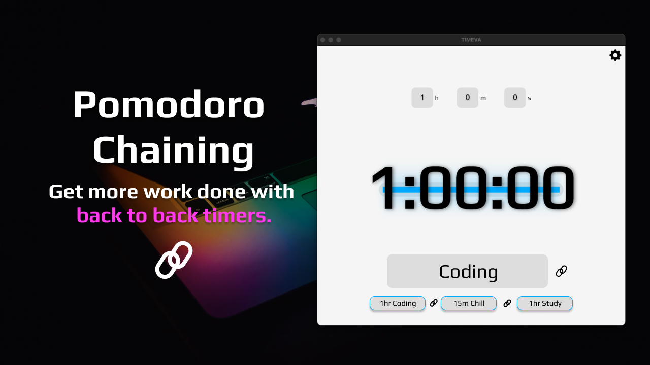 Timeva pomodoro chaining feature